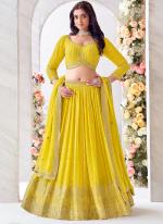 Pure Georgette Yellow Wedding Wear Embroidery Work Lehenga Choli